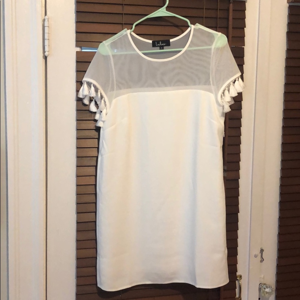 Tassel Sleeve White Dress